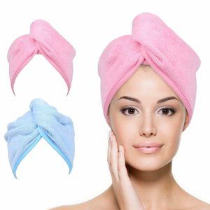 2pcs Microfiber Hair Towel Wrap Super Absorbent Quick Dry Hair Turban for Drying